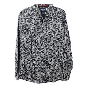 NWT Silver Stone Collection Modern Fit Men Paisley Shirt Blue White Sz XXL